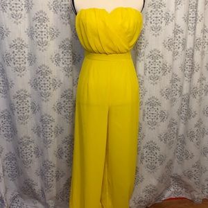 Yellow Strapless Jumpsuit